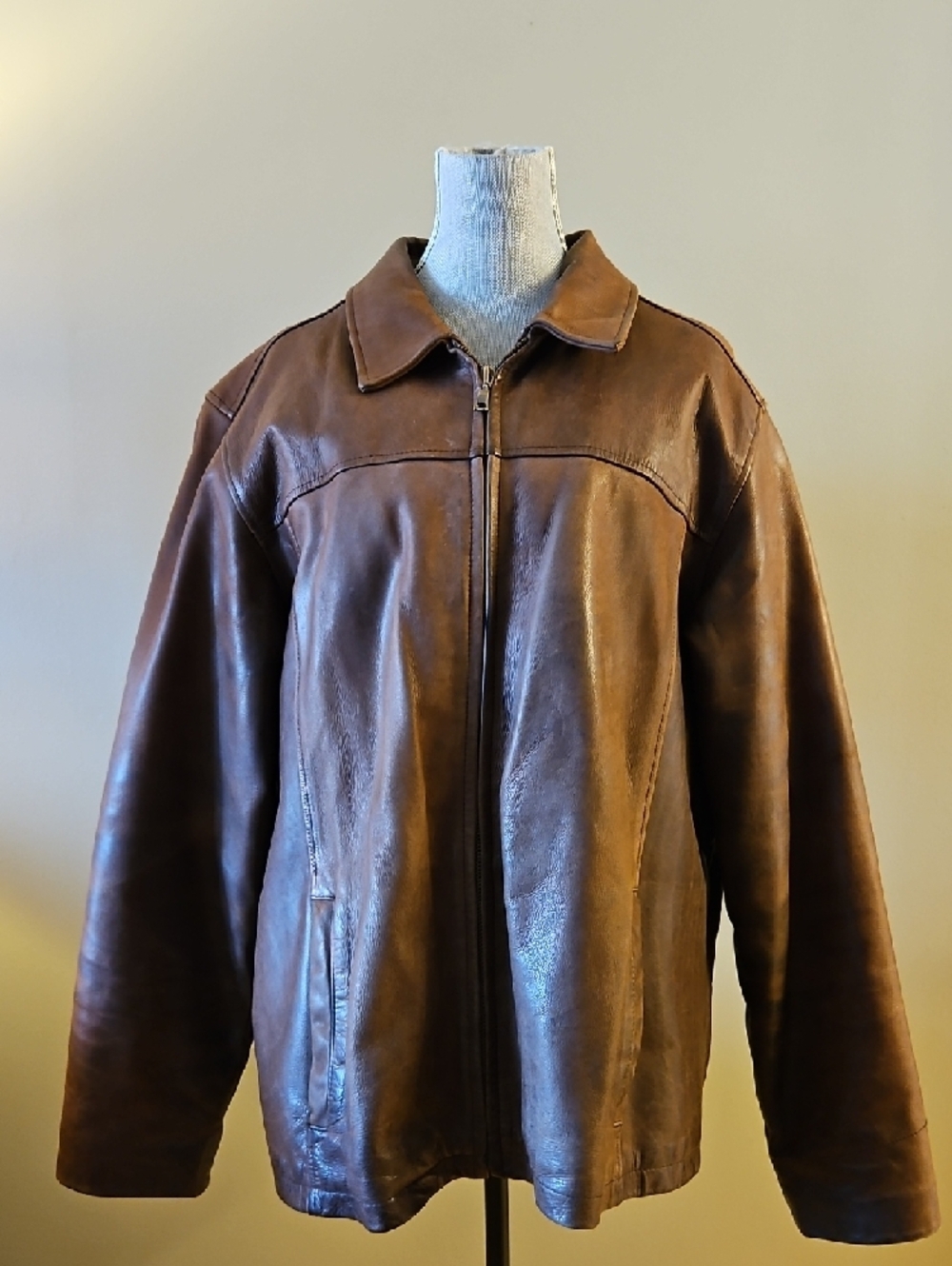 Eddie Bauer Brown Leather Bomber Jacket